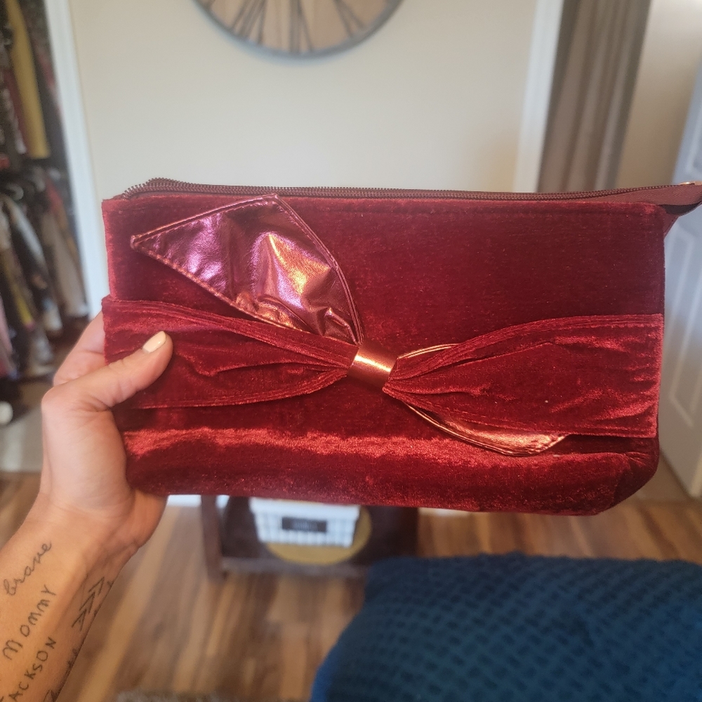 Velvet Bow Make Up Bag